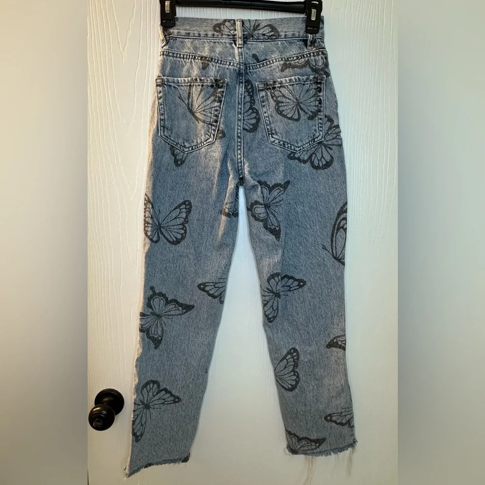 PacSun Eco‎ butterfly high rise straight 5 button distressed jeans women’s 23